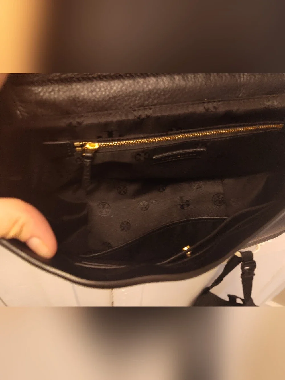 Tory Burch Bryant Black With Gold Chain Strap Purse Shoulder Bag With Dust Bag